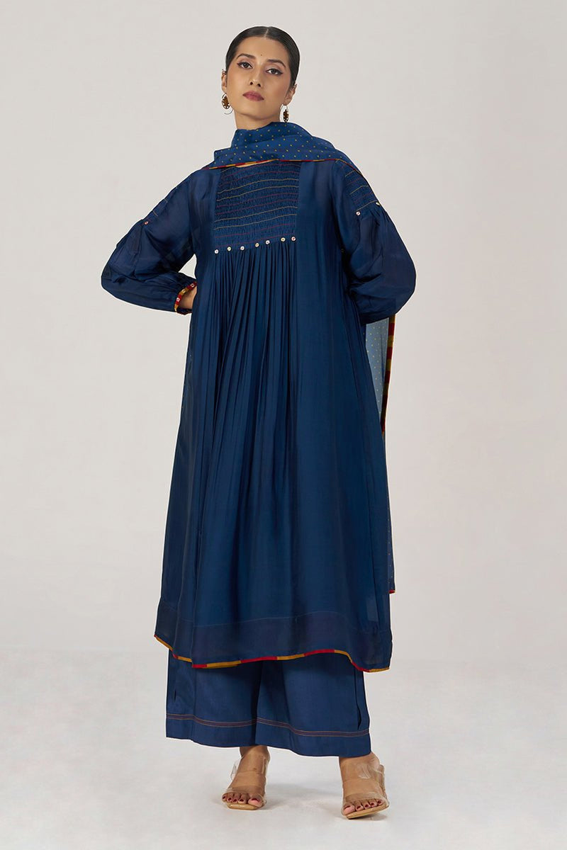 Blue Opal Silk Festive Kurta Set