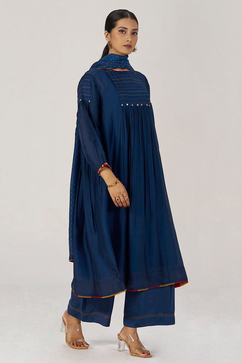 Blue Opal Silk Festive Kurta Set
