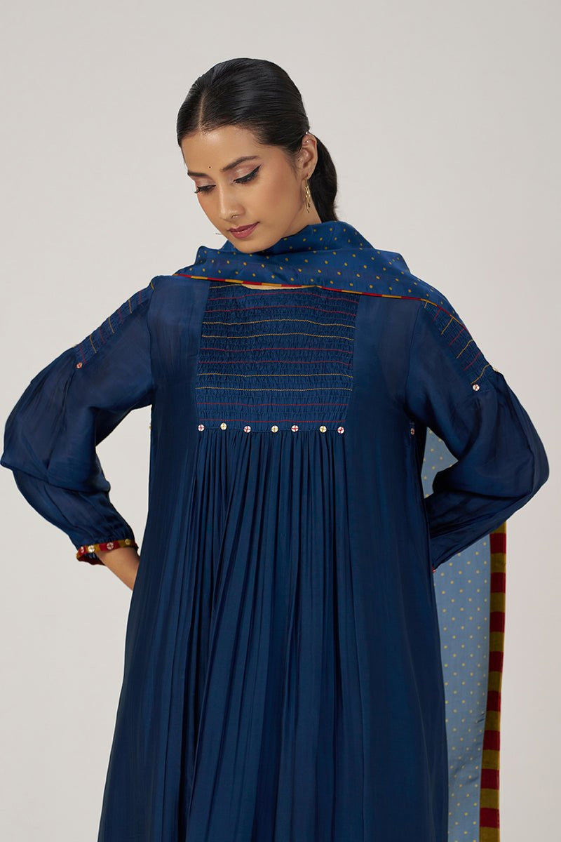 Blue Opal Silk Festive Kurta Set