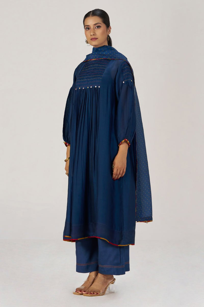 Blue Opal Silk Festive Kurta Set