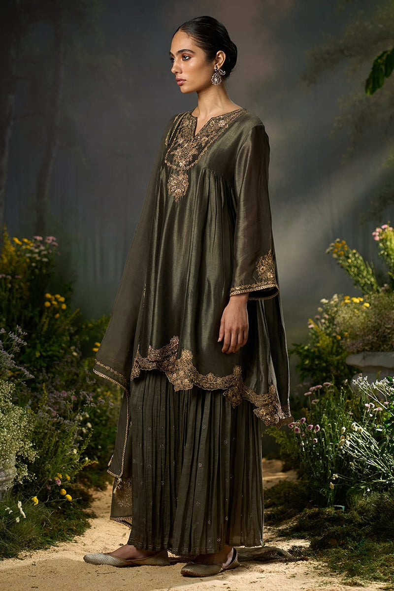Tarmac Raw-Silk Festive Sharara Kurta Set