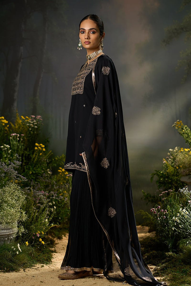 Kohl Black Festive Sharara Kurta Set