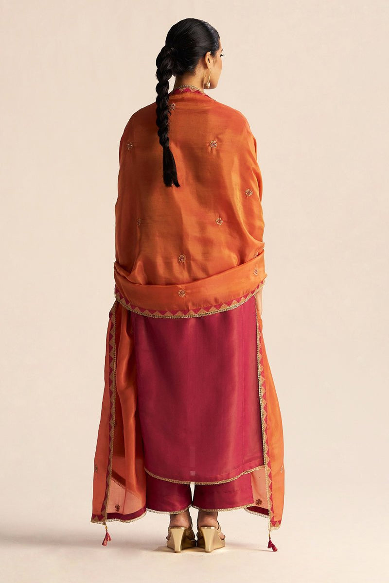 Cherries Jubilee Kurta With Burnt Sienna Dupatta Festive Kurta Set