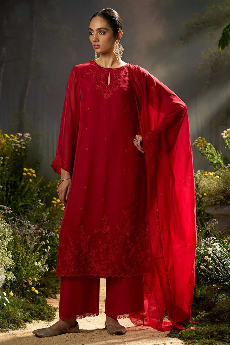 Salsa Red Festive Kurta Set