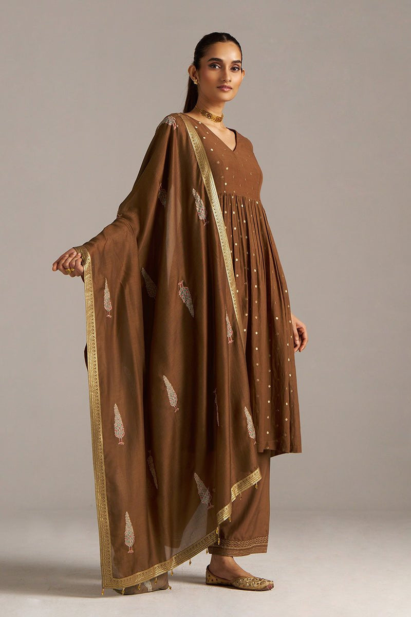 Toffee Zari Woven Festive Kurta Set