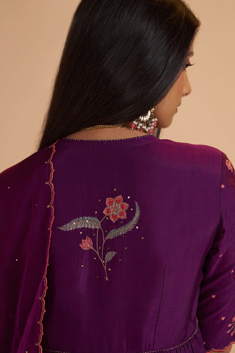 Purple Raw Silk Festive Kurta Set