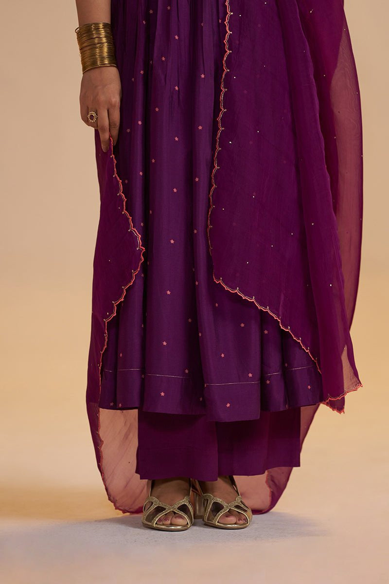 Purple Raw Silk Festive Kurta Set