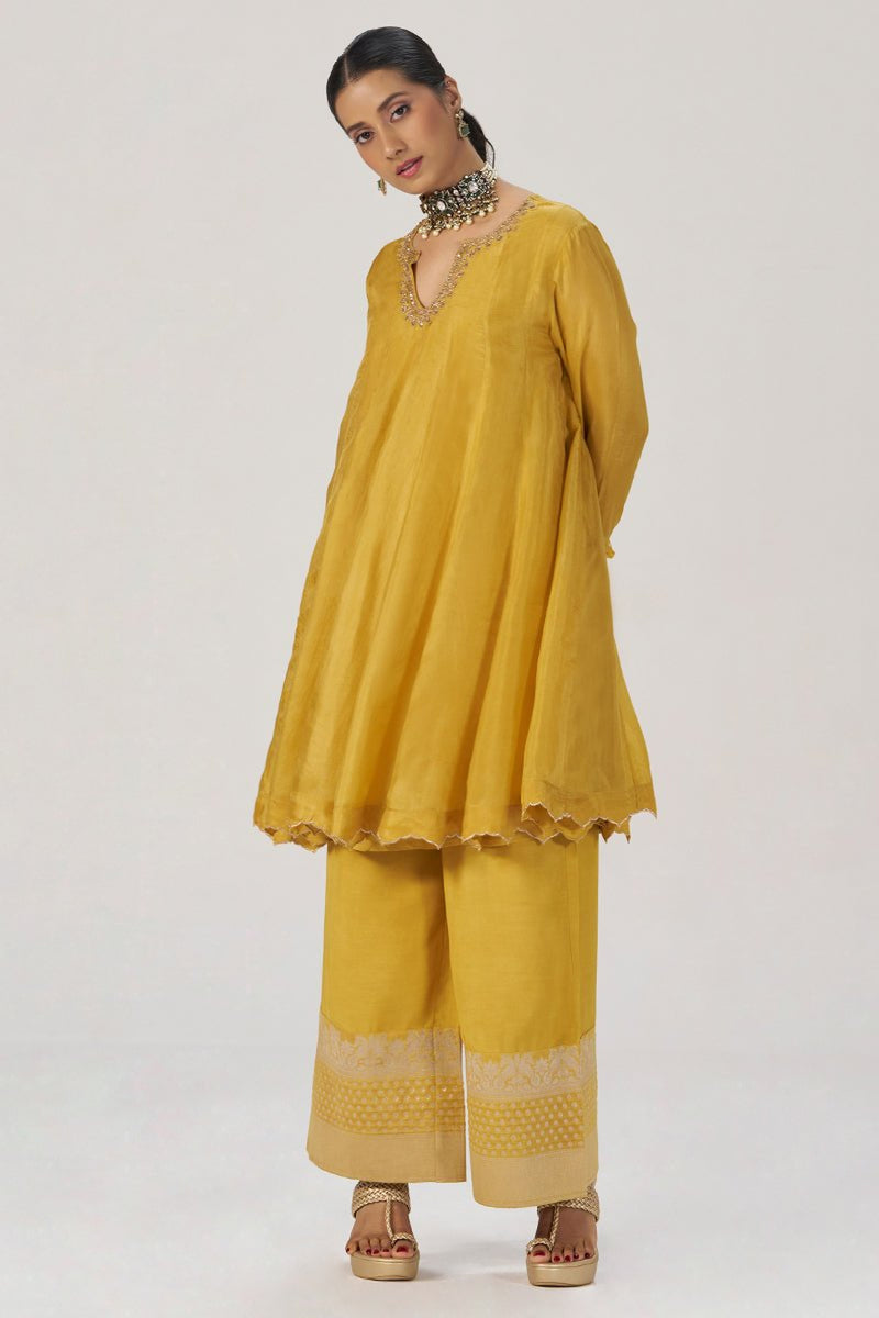 Golden Yellow Festive Silk Co-ord Set