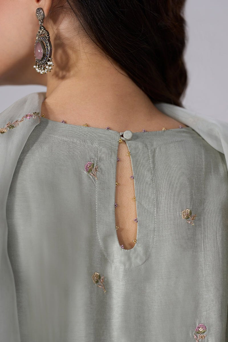 Silver Birch Grey Embroidered Festive Anarkali Set