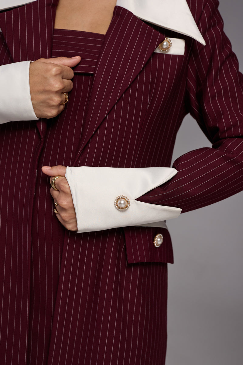 Celestia Wine Dress and Elise Blazer Set