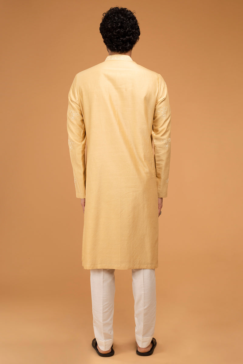 Gold Beige Kurta With Dori Embriodry