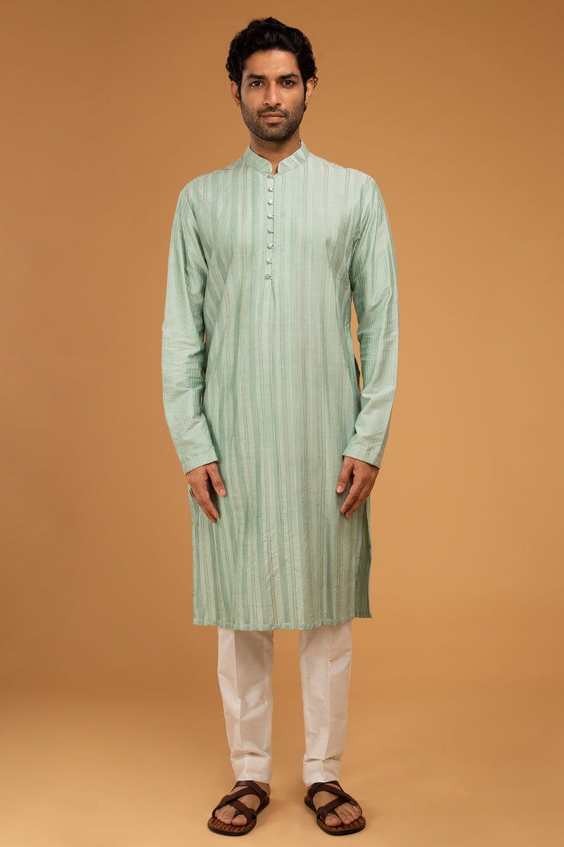 Dark Mint Kurta With Pintux Work
