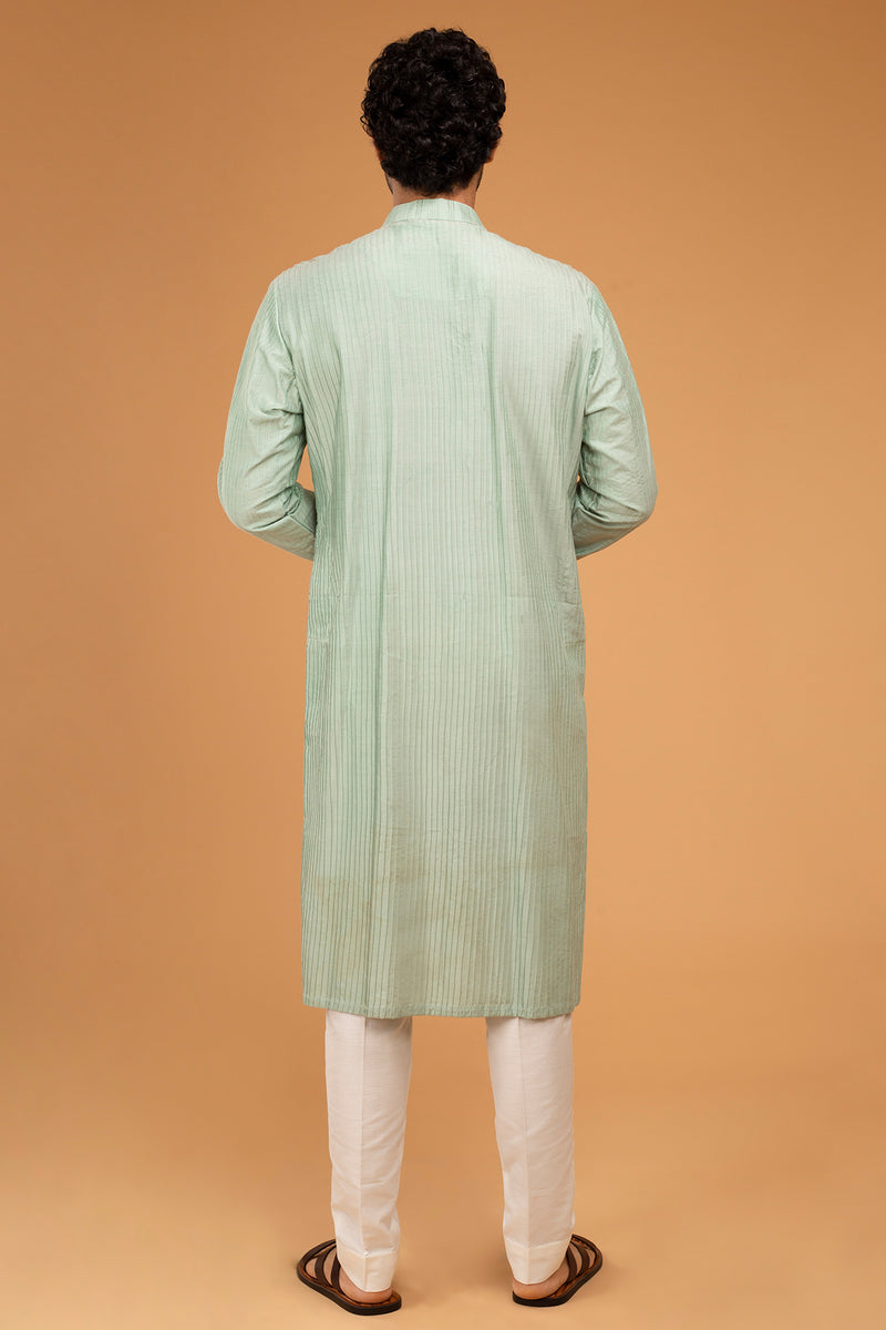 Dark Mint Kurta With Pintux Work