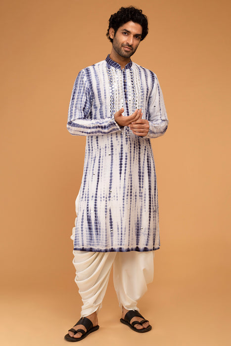 Navy Blue Mirror Kurta With Dori Work Ojis