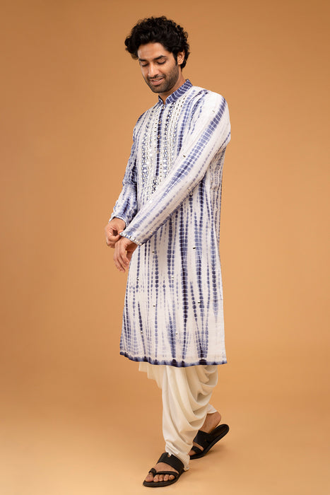 Navy Blue Mirror Kurta With Dori Work Ojis