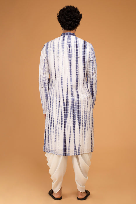 Navy Blue Mirror Kurta With Dori Work Ojis