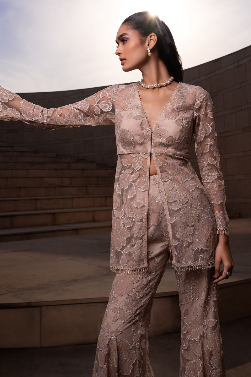 Taupe Jaal Tunic Set