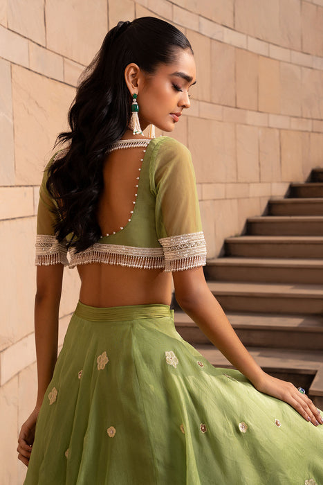 Sage Buti Lehenga Set