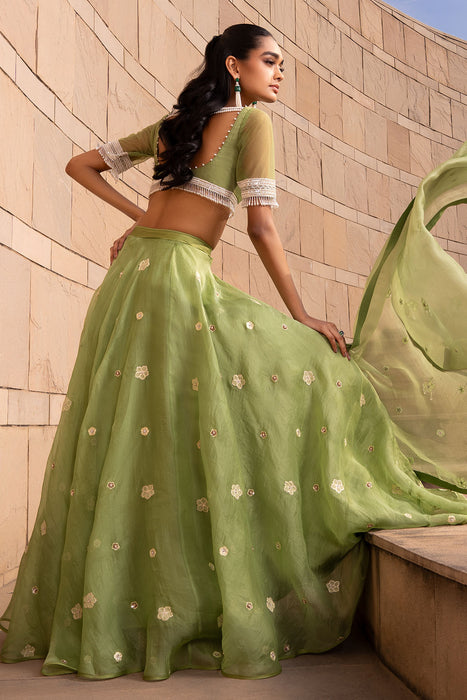 Sage Buti Lehenga Set