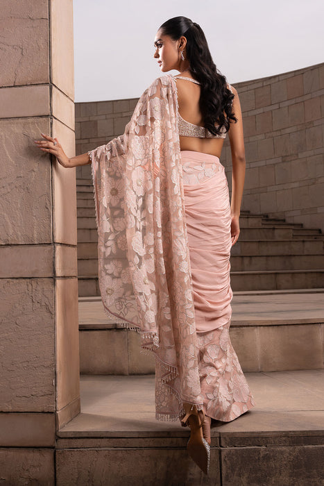 Blush Jaal Saree Set