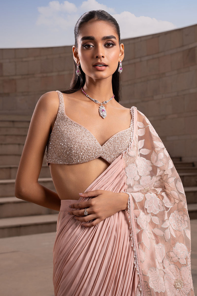 Blush Jaal Saree Set