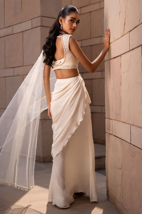 Ivory Harness Saree Set