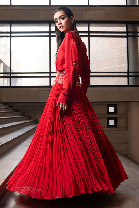 Crimson Shirt and Lehenga Set