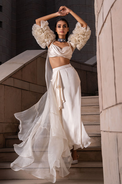 Ivory Ruffle Cape Set