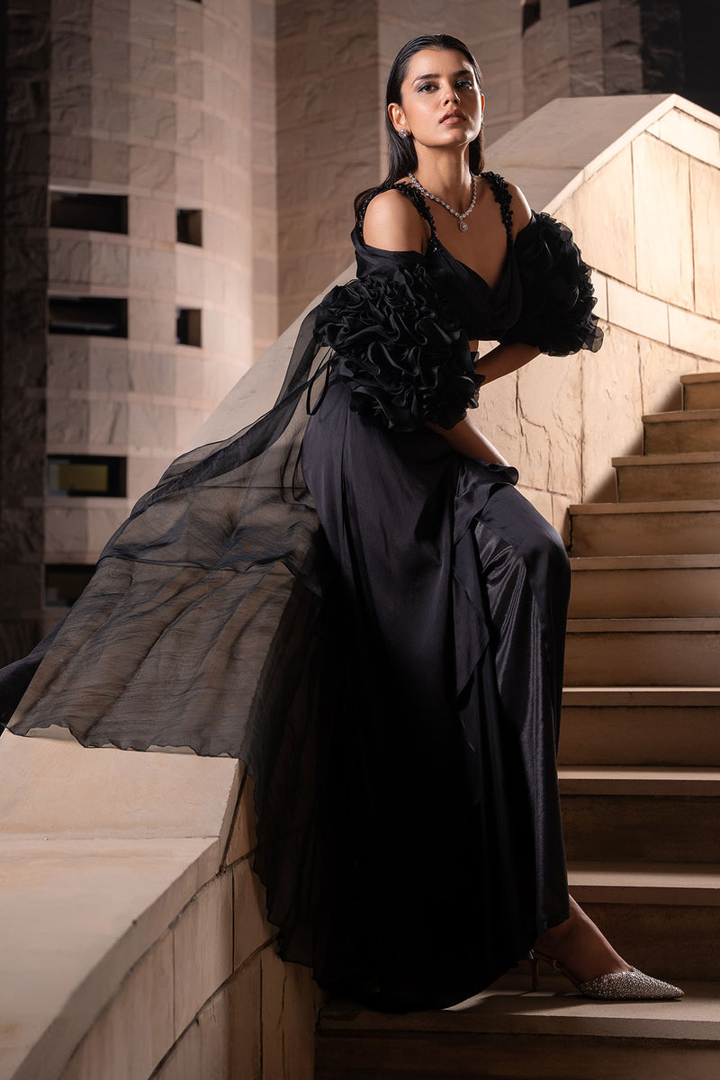 Coal Ruffle Cape Set