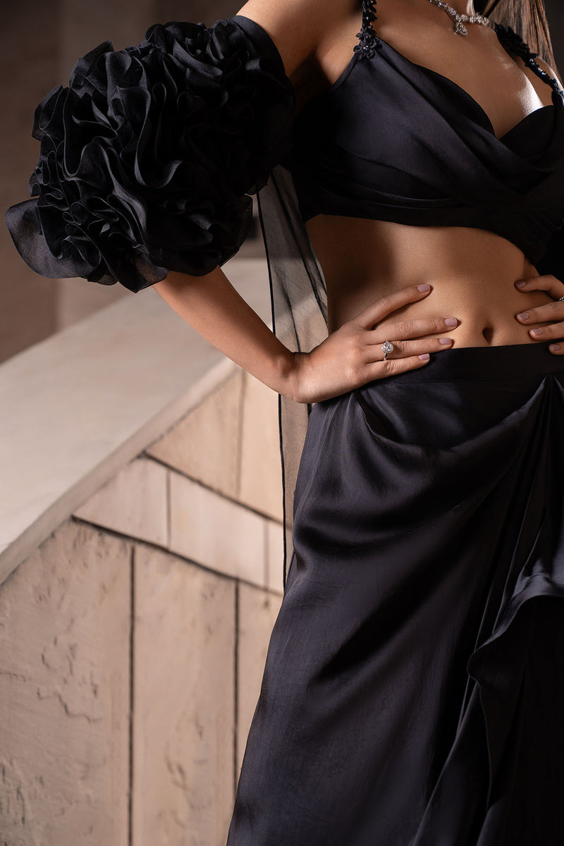 Coal Ruffle Cape Set
