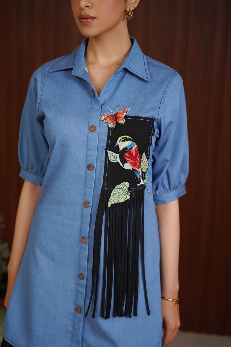 Canvas Cut Dress - Blue