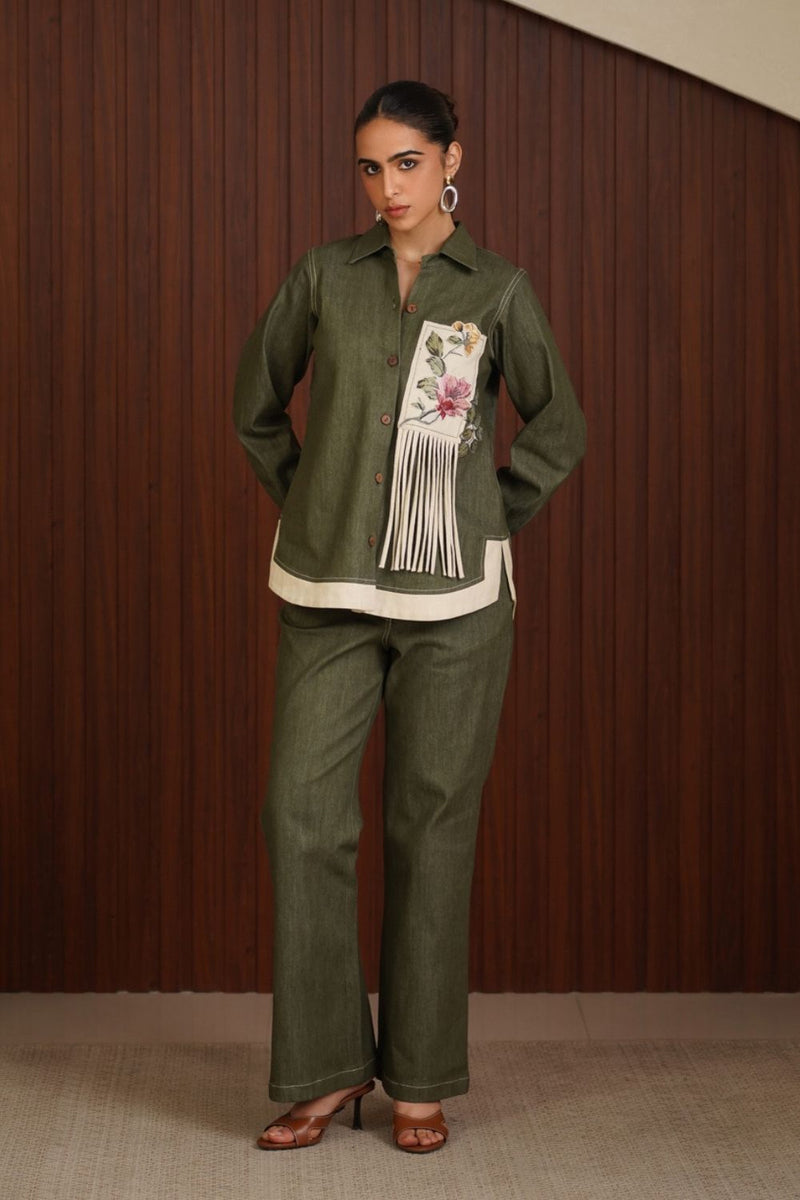 Canvas cut Coord set - Olive
