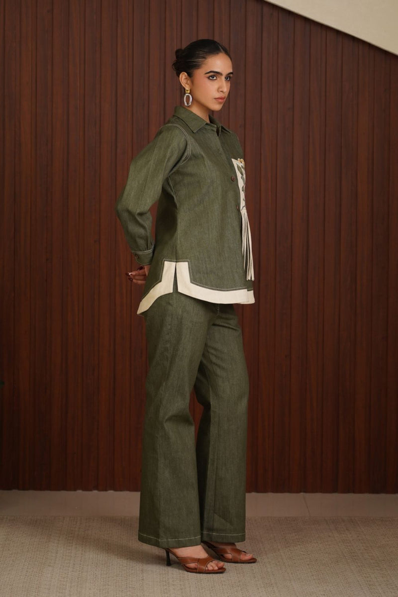 Canvas cut Coord set - Olive