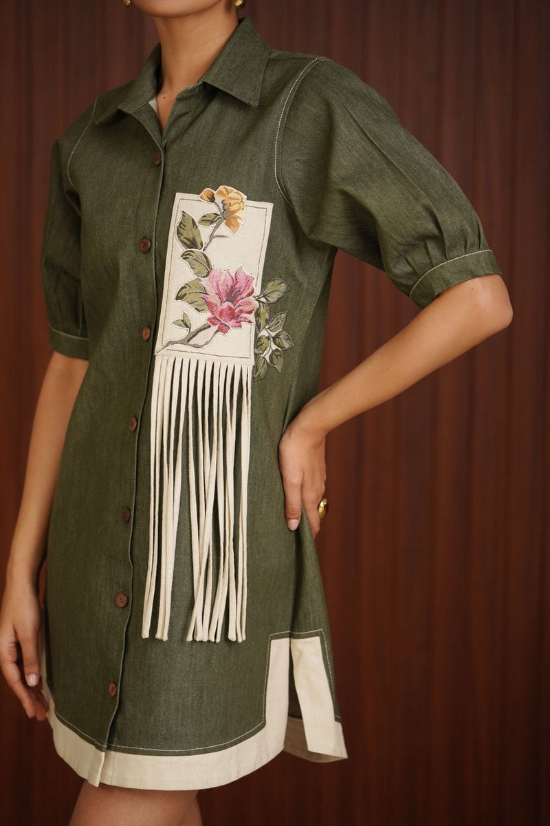 Canvas Cut Dress - Olive
