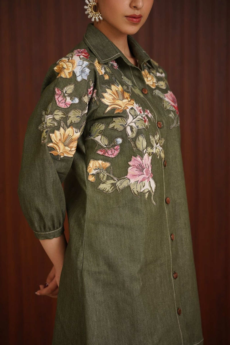 garden shirt dress - Olive